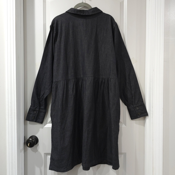 NINE WEST Classic Black Denim Fit And Flare Button-Up Long Sleeve Dress, XXL - Picture 10 of 15